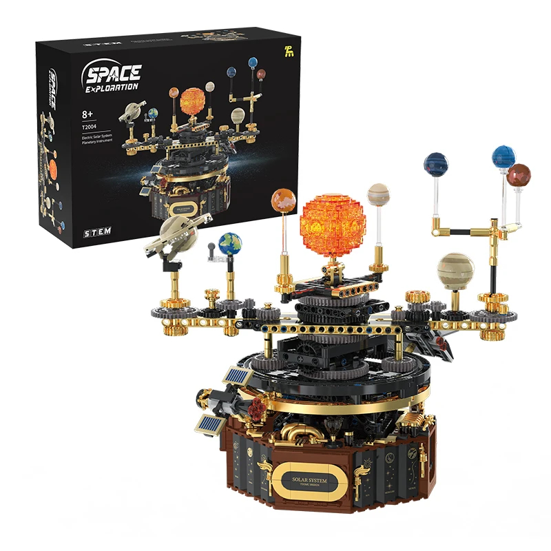 Solar System Orrery - Bausteine STEM, Technisches Sonnensystem-Orrery-Modellbausatz, 1098-teiliges Elektrisches