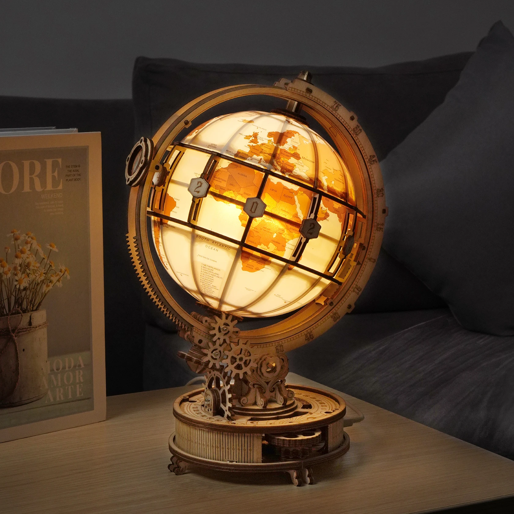 Solar System Orrery - Holzkugellampe, 3D-Puzzlespiele als Geburtstagsgeschenk für Kinder,