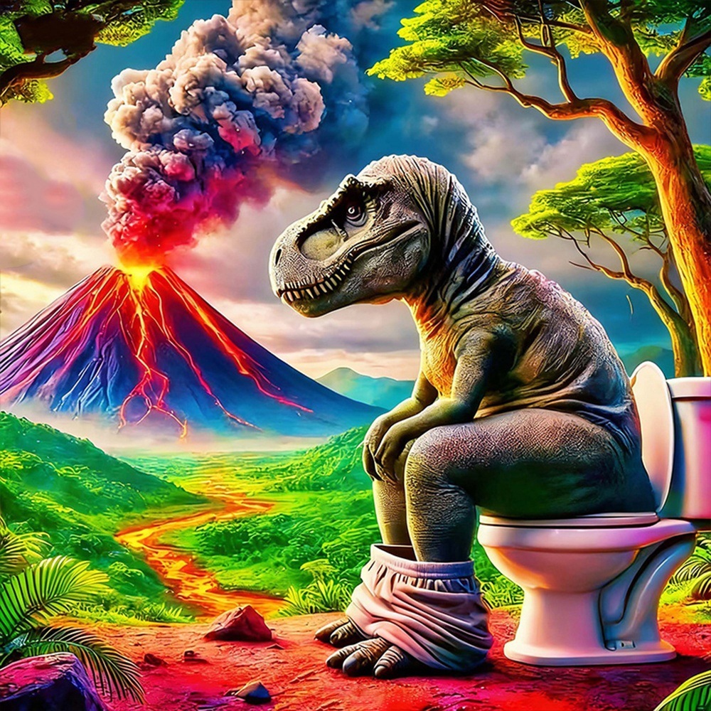 Volcano Kit Eruption - EverShine DIY Diamant-Stickerei Dinosaurier Toiletten-Mosaik Vulkanausbruch