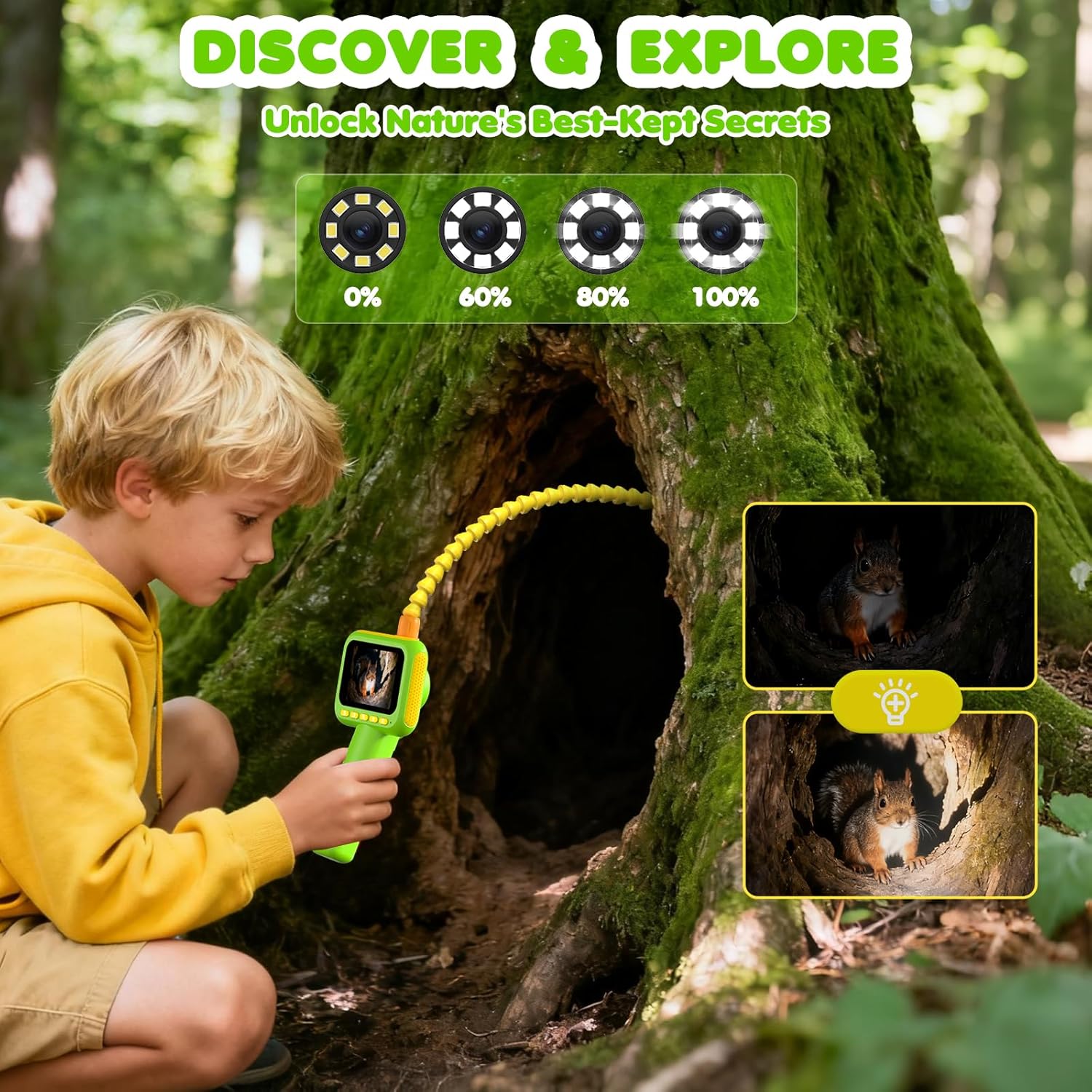 Science Toy - Endoskop für Kinder, Boreskop-Schlangenkamera-Spielzeug mit Beleuchtung,
