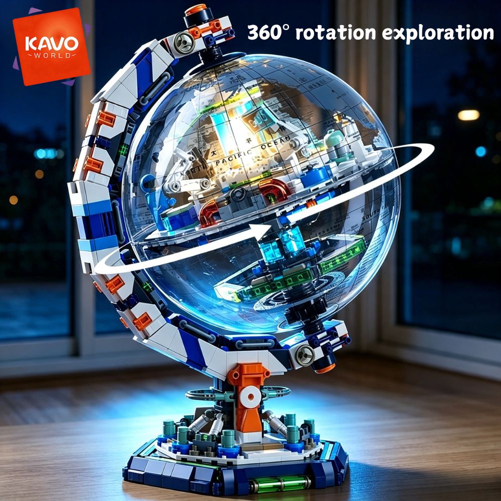 Science Hobbyist - KAVOWORLD 1793-teiliges Raumstation-Bausteinset mit LED-Beleuchtung, Erdkugel-Modell,