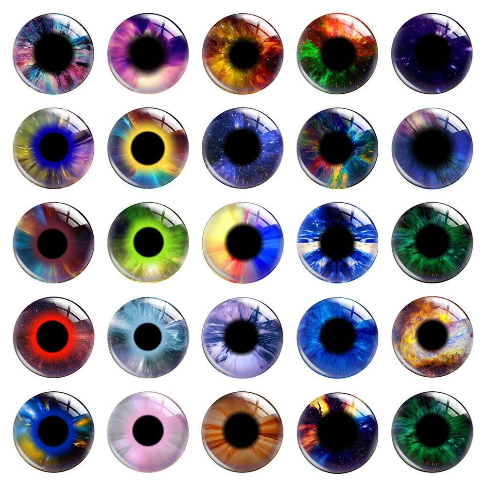 Science Toy - Runde Science-Fiction-Iris-Augapfel-Glascabochons mit flacher Rückseite für