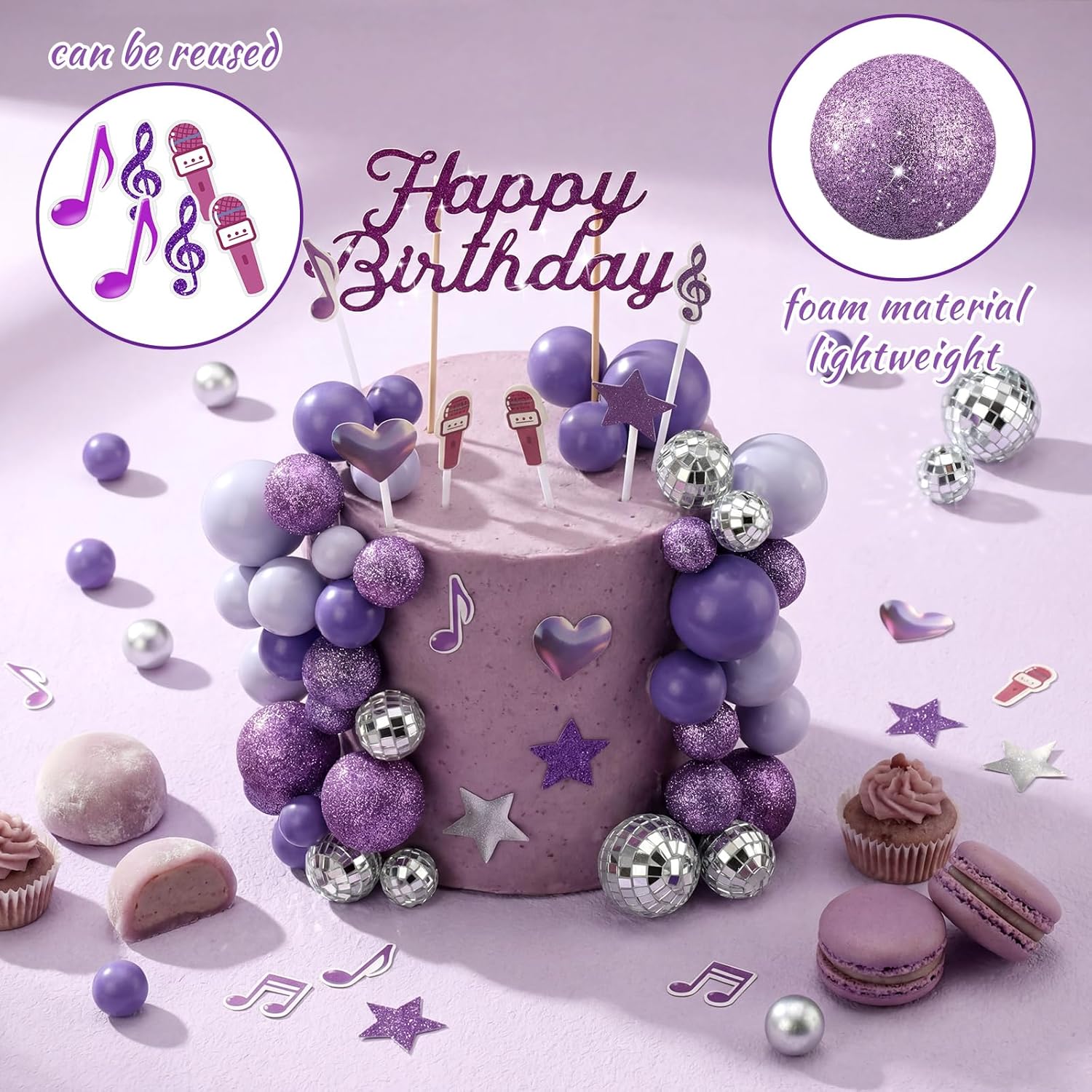 Lila Glitzer K-Pop Kuchendekor – Science Of Happiness Bewertung und Preis